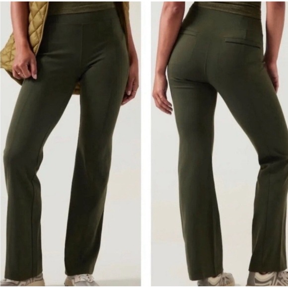 Athleta Delancey Straight Leg Pant Sz LT Aspen Olive Green Pull On Stretch City - Picture 2 of 16